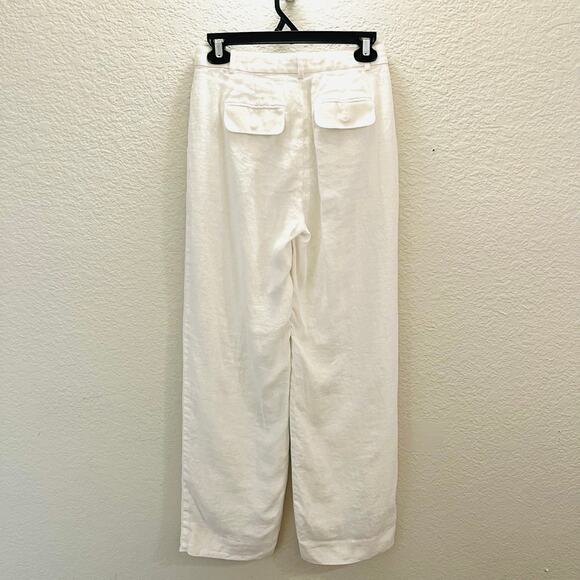 J.Crew Essential Wide Leg 100% Linen Pants Size 00 Ivory High Rise Coastal Chic - Picture 6 of 13